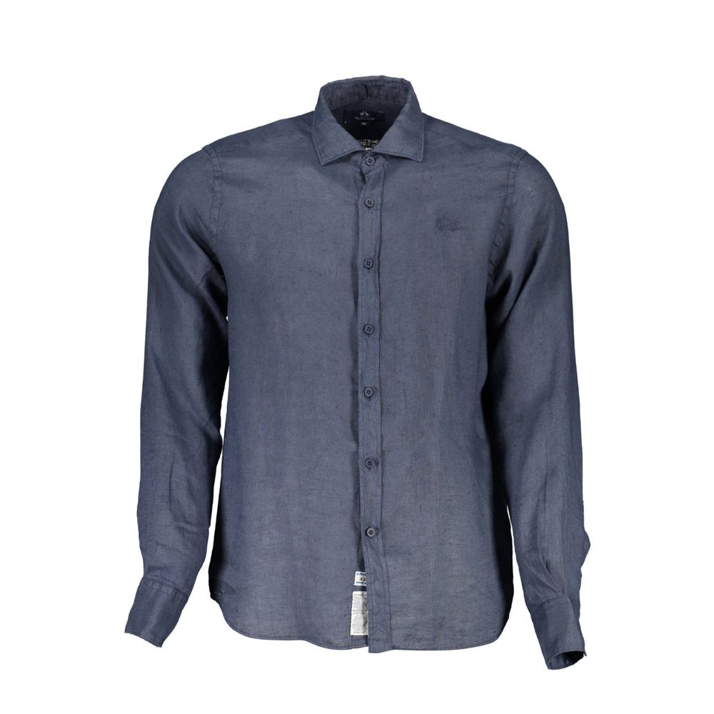La Martina blue linen shirt for men